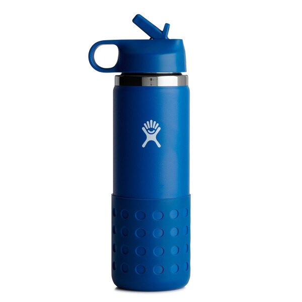 Hydro Flask 20oz kids wide mouth bottle with straw lid stream image
